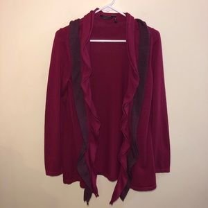 Daisy Fuentes Magenta Ruffles Cardigan Size M